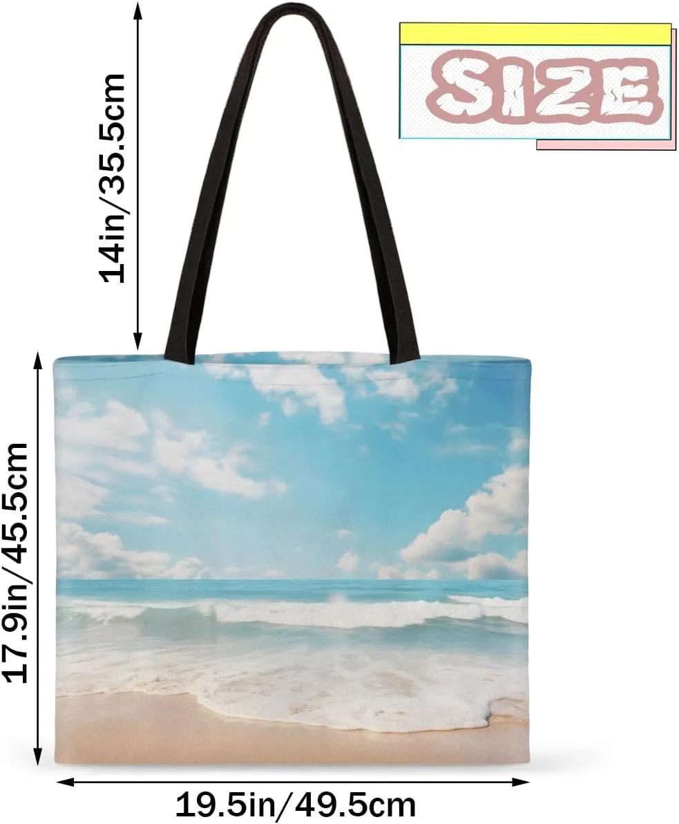 Blue Ship On Ocean Rough Waves Canvas Tote Bag for Women Men Stylish Tote Handbag Shoulder Bag Reusable Grocery Bag