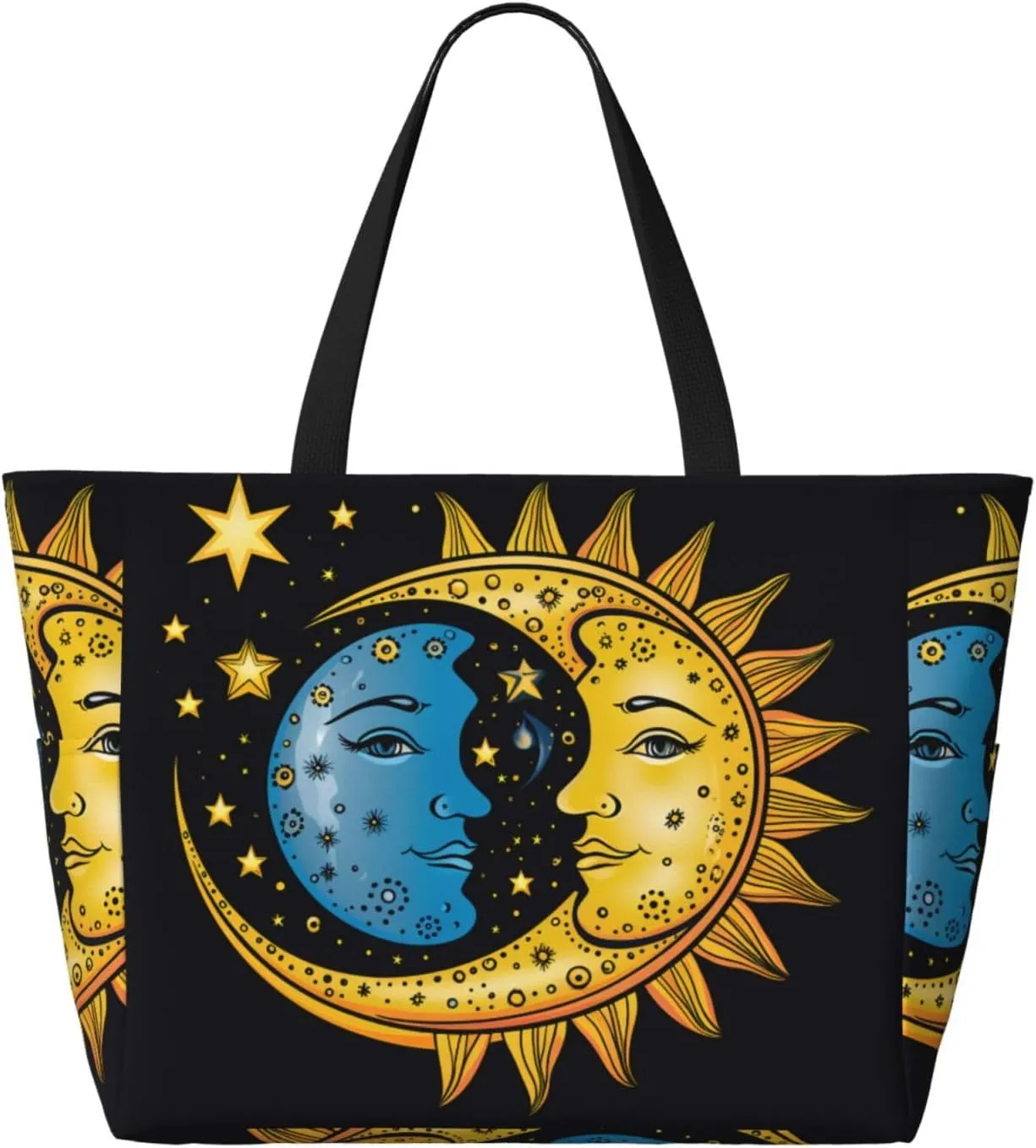 Blue Texture Wallpaper Printed Multi functional Beach Bag Wide and Waterproof Travel Handbag
