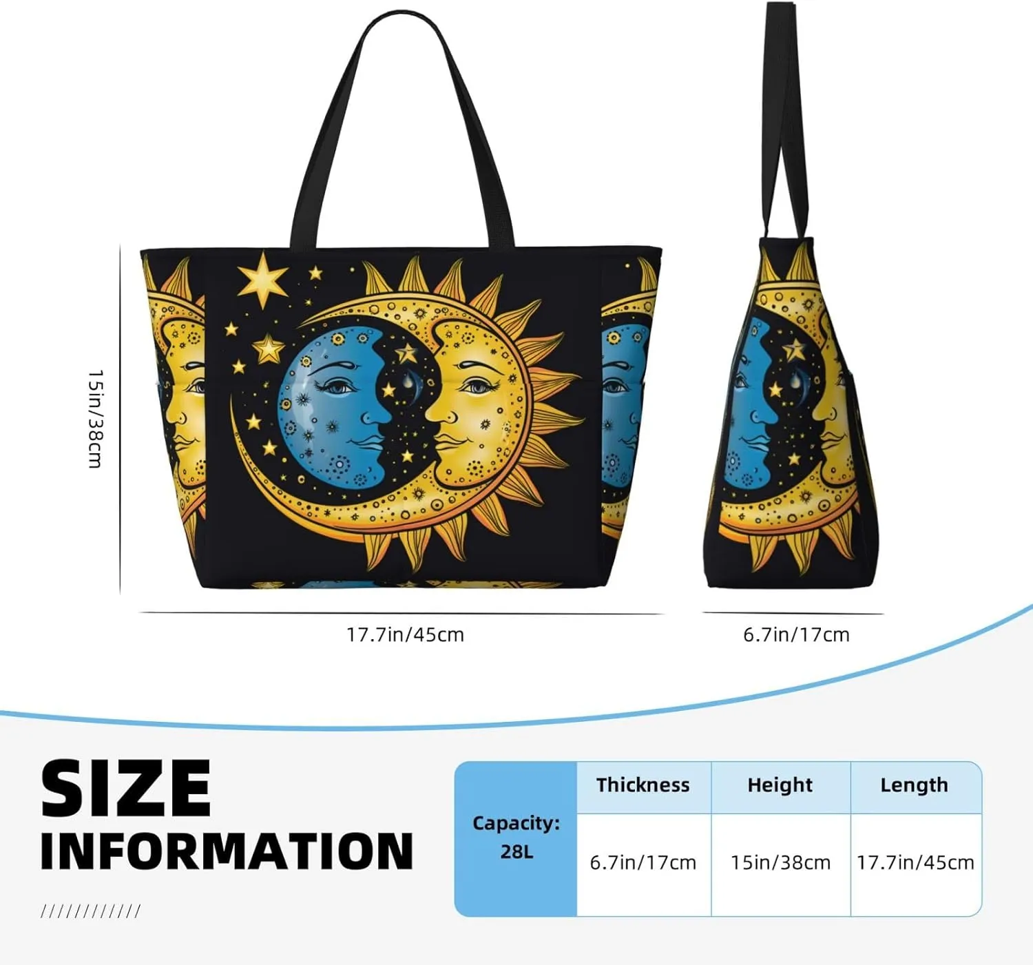 Blue Texture Wallpaper Printed Multi functional Beach Bag Wide and Waterproof Travel Handbag