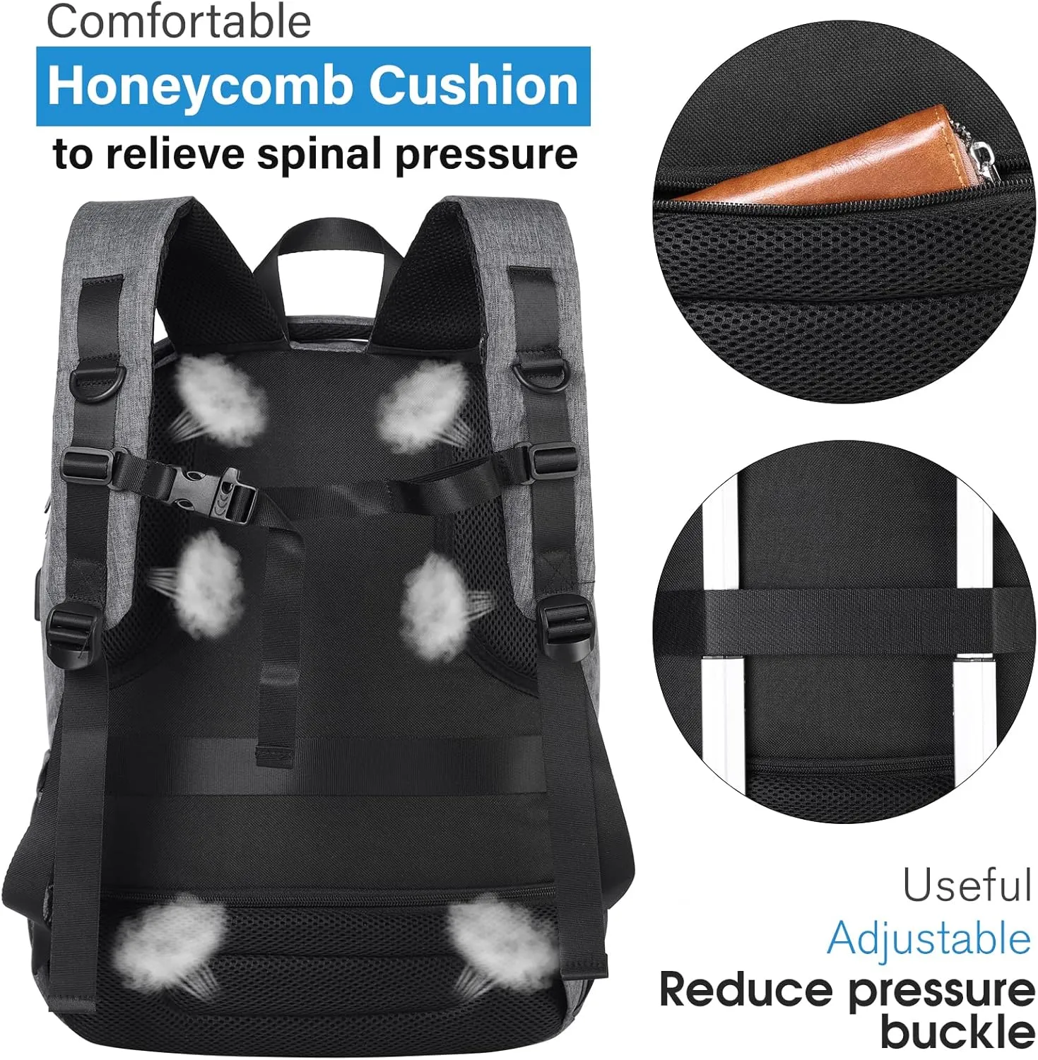 Bookbag School Backpack, Travel Backpack Anti Theft Laptop Backpack with USB Charging Port Water Resistant College Fits 15.6 Inch Notebook Over 3 Years Old