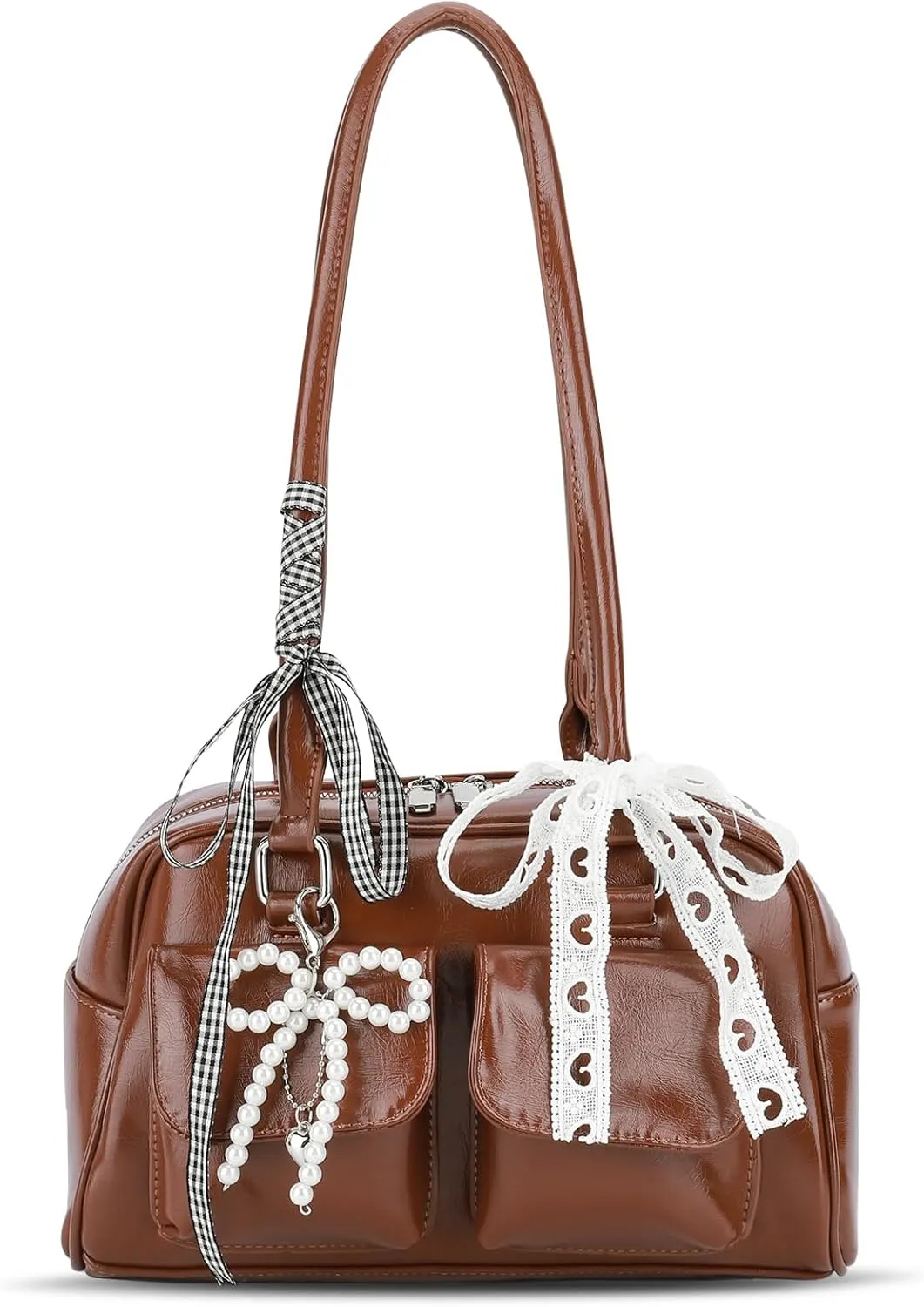 Bow Purse Cute Ita Bag Aesthetic Japanese Shoulder Bag Y2K Purse Leather Tote Bag Satchel Handbag Purse