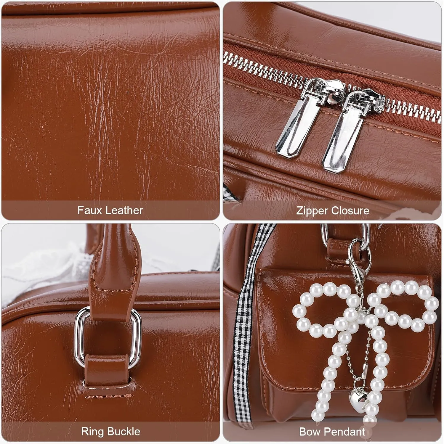 Bow Purse Cute Ita Bag Aesthetic Japanese Shoulder Bag Y2K Purse Leather Tote Bag Satchel Handbag Purse