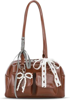 Bow Purse Cute Ita Bag Aesthetic Japanese Shoulder Bag Y2K Purse Leather Tote Bag Satchel Handbag Purse