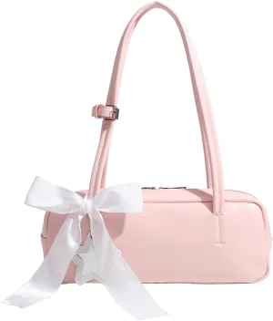 Bow Ribbon designed Tote, Star Decor Top-Handbag, Aesthetic Shoulder Purse Handbag for Women