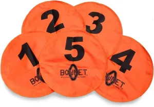 Bownet Football Quarterback Practice Targets - Five Numbered Zones for Drills, Throwing, Precision Training - Durable Nylon - Adhere to Practice Nets with Hook and Loop Tabs - Pack of 5