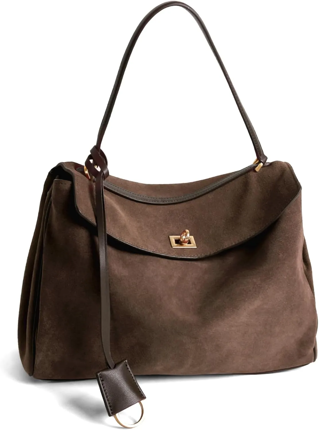 BOYATU Leather Suede Tote Bag for Women: Genuine Leather Shoulder Handbag - Large Suede Purse Satchel Bag