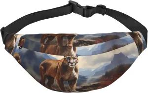 Brave Cougar Boys Crossbody Waist Bag, Large Travel Fashion Waist Bag for Sports, Running, Cycling, Traveling, Fishing
