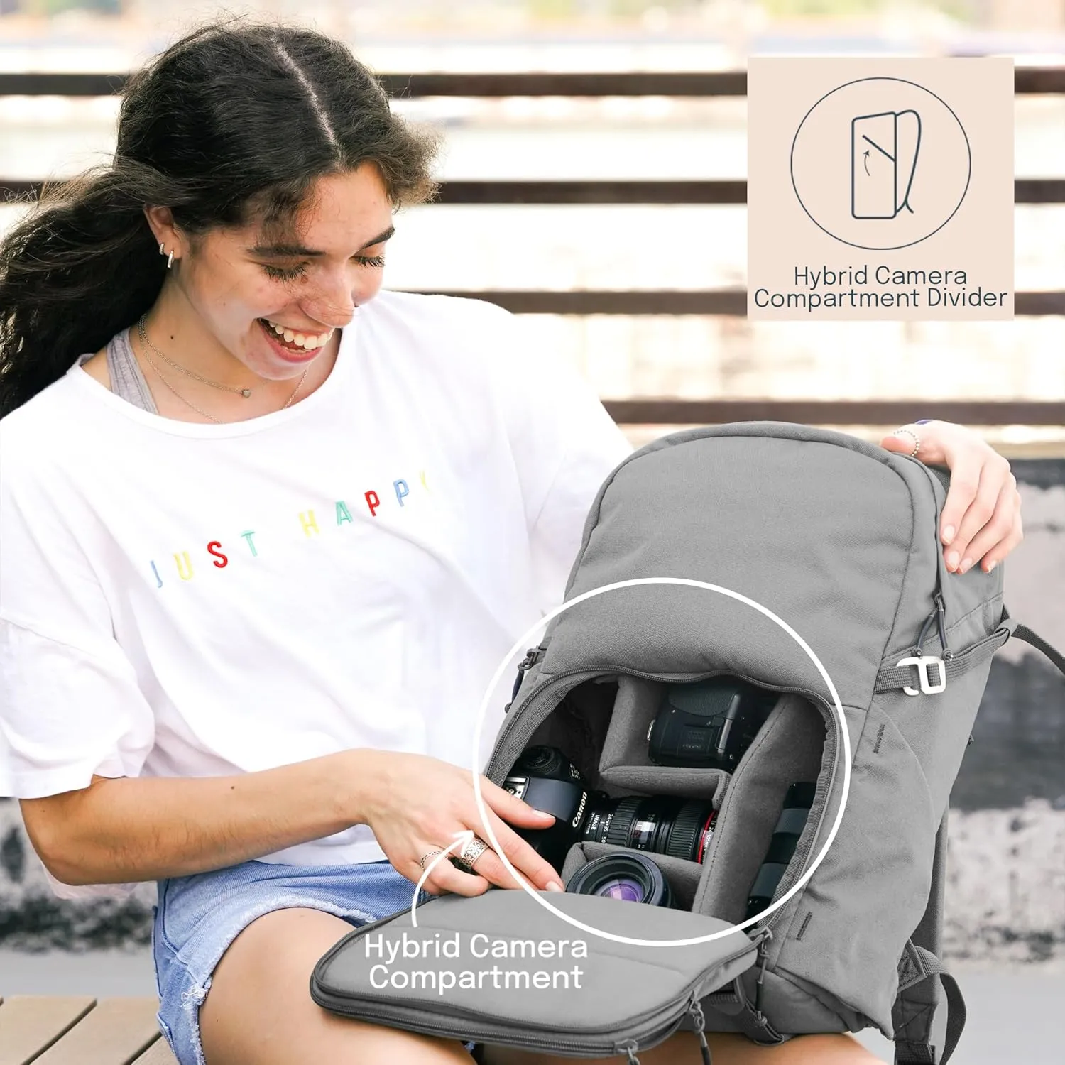 BREVITE - The Jumper - Compact Camera Backpacks for Photographers - A Minimalist & Travel-friendly Photography Backpack Compatible With Both Laptop & DSLR Accessories 18L (Charcoal Gray)