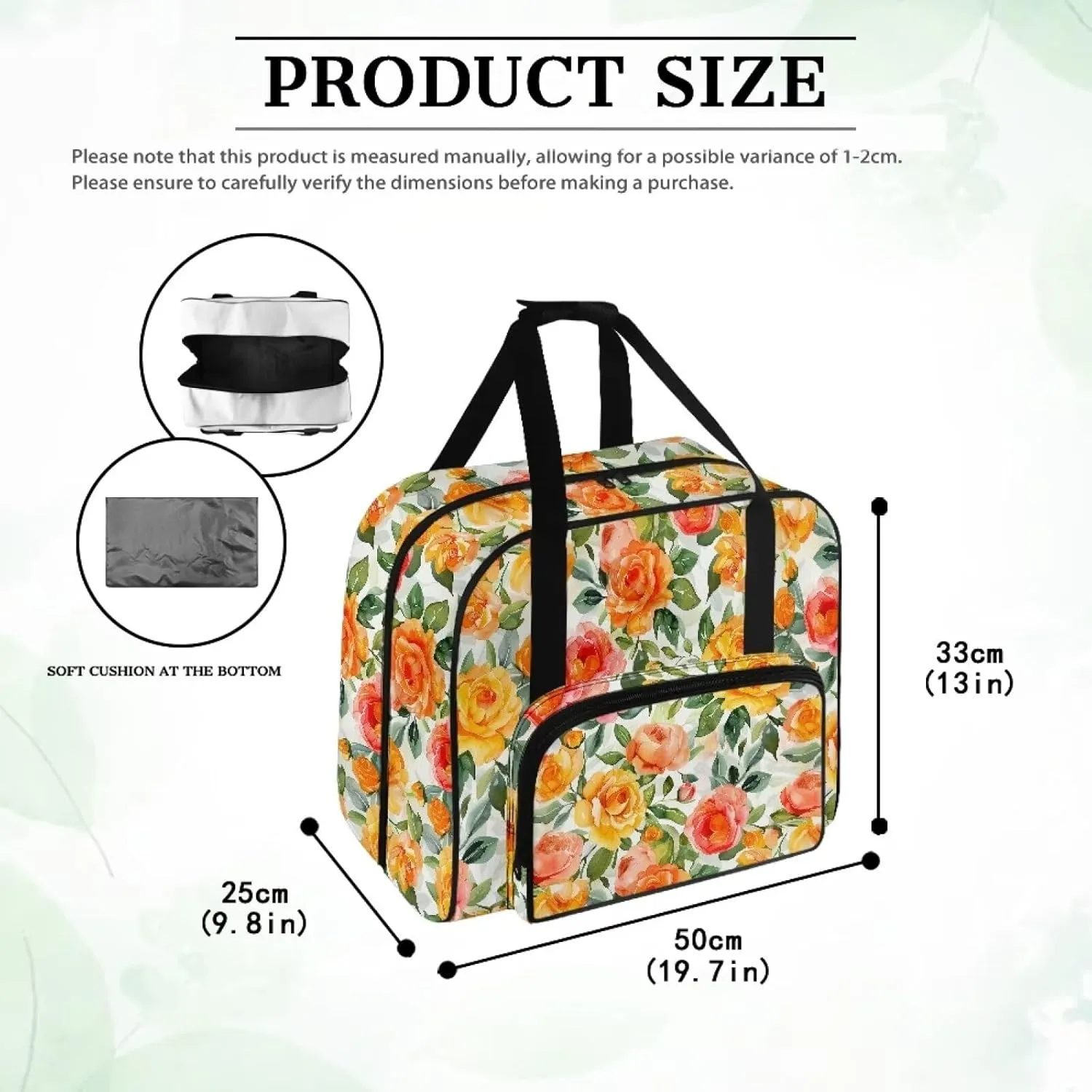 Bright Rose Sewing Machine Case, Universal Travel Bag，Lightweight Dust proof Compatible for Most Standard Sewing Machines