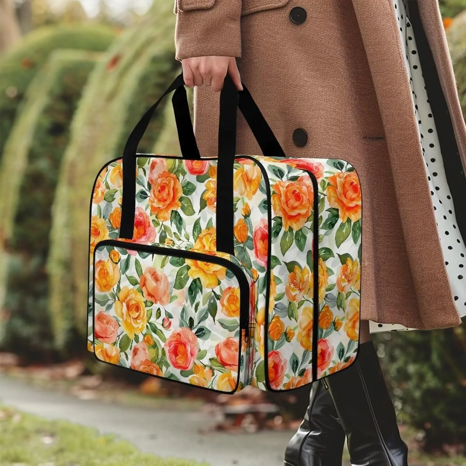 Bright Rose Sewing Machine Case, Universal Travel Bag，Lightweight Dust proof Compatible for Most Standard Sewing Machines