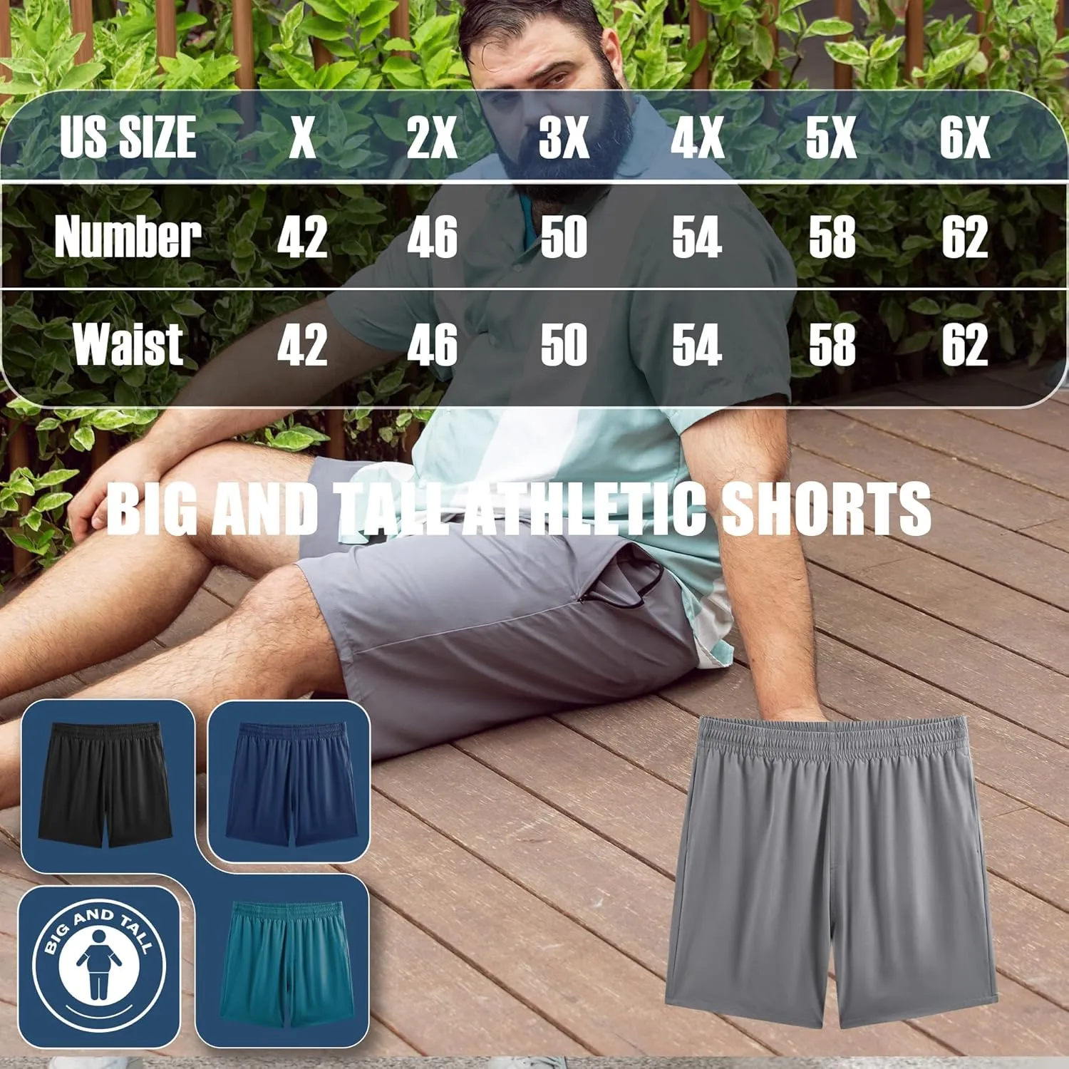 BRISIRA Big and Tall Athletic Shorts for Men 2 in 1 Gym Running Workout Shorts with Zipper Pockets XL-6XL