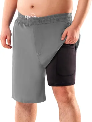 BRISIRA Big and Tall Athletic Shorts for Men 2 in 1 Gym Running Workout Shorts with Zipper Pockets XL-6XL