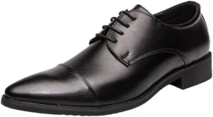 British Style Pointed Toe Dress Leather Shoes Men Classic Retro Business Oxfords Fashionable Lace-up Tuxedo Shoes