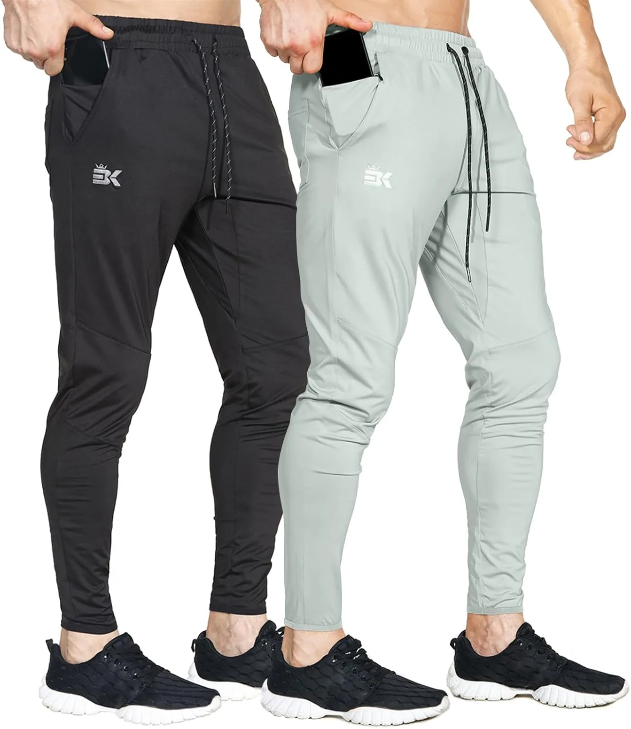 BROKIG Mens Lightweight Gym Jogger Pants,Men's Workout Sweatpants with Zip Pocket