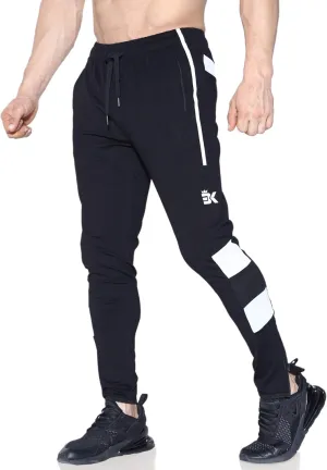 BROKIG Mens Strike White Workout Gym Athletic Jogger Pants Lightweight Running Sweatpants for Men with Pockets