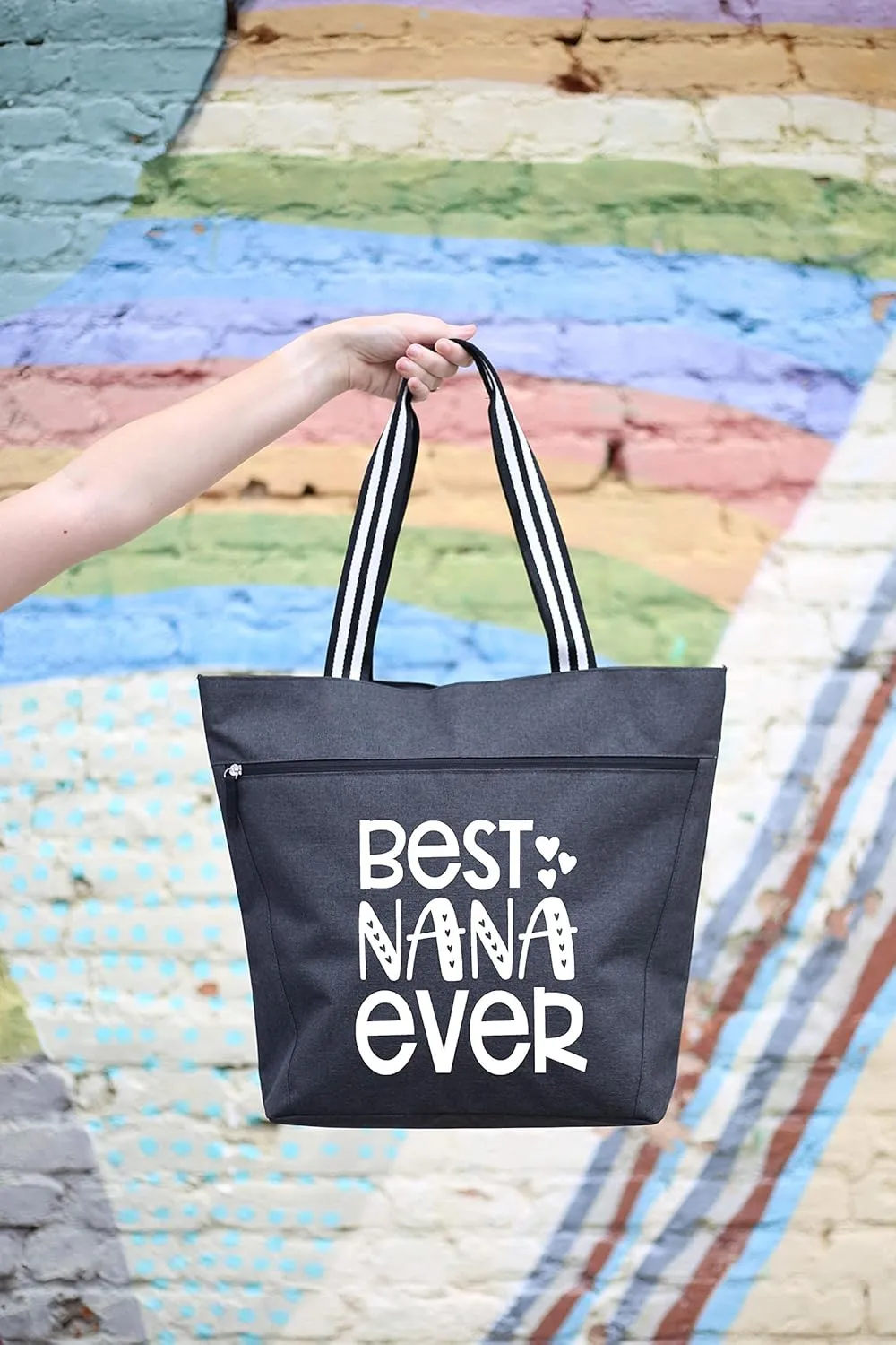Brooke & Jess Designs Tote Bag for Grandma – Sturdy Canvas Grandma Tote w/Zipper & Inner Pocket Grandma Bag for Everyday Use