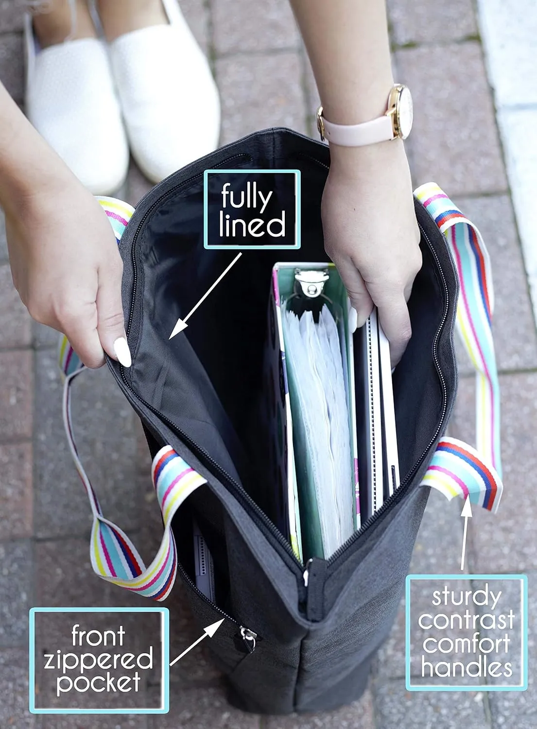 Brooke & Jess Designs Tote Bag for Grandma – Sturdy Canvas Grandma Tote w/Zipper & Inner Pocket Grandma Bag for Everyday Use
