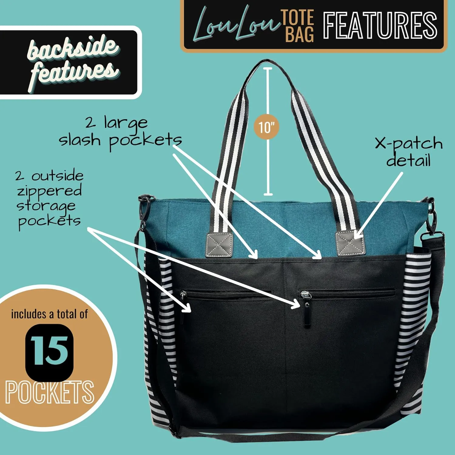 Brooke & Jess Designs Tote Bag for Grandma – Sturdy Canvas Grandma Tote w/Zipper & Inner Pocket Grandma Bag for Everyday Use