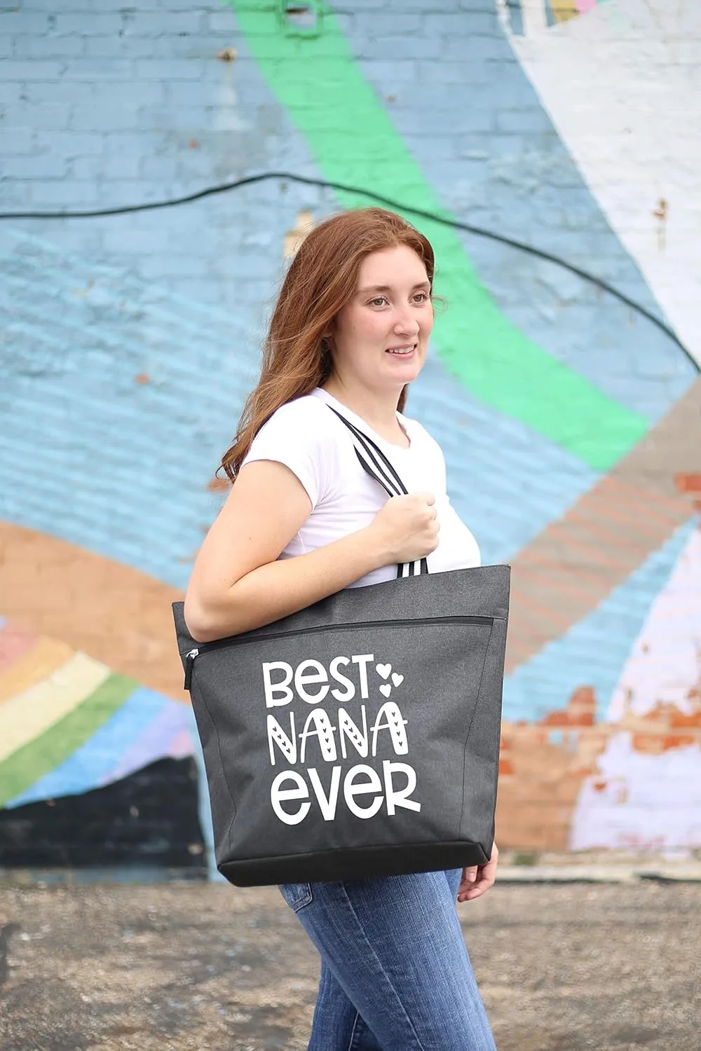 Brooke & Jess Designs Tote Bag for Grandma – Sturdy Canvas Grandma Tote w/Zipper & Inner Pocket Grandma Bag for Everyday Use