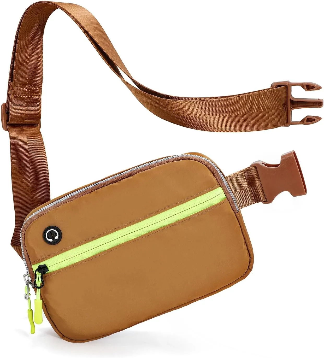 Brown Belt Bag for Women Men, Small Crossbody Fanny Pack, Everywhere Mini Belt Bags Waist Pack with Extended Strap