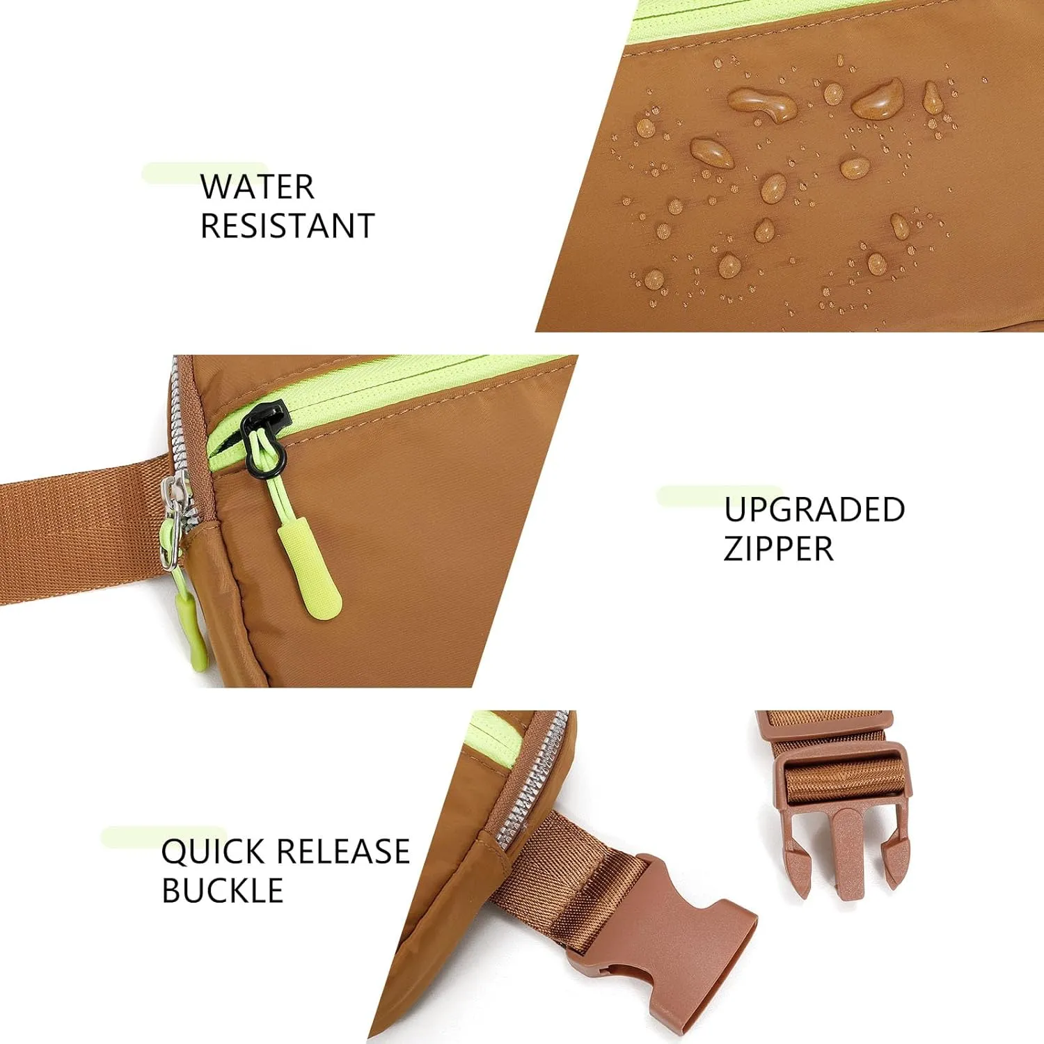 Brown Belt Bag for Women Men, Small Crossbody Fanny Pack, Everywhere Mini Belt Bags Waist Pack with Extended Strap