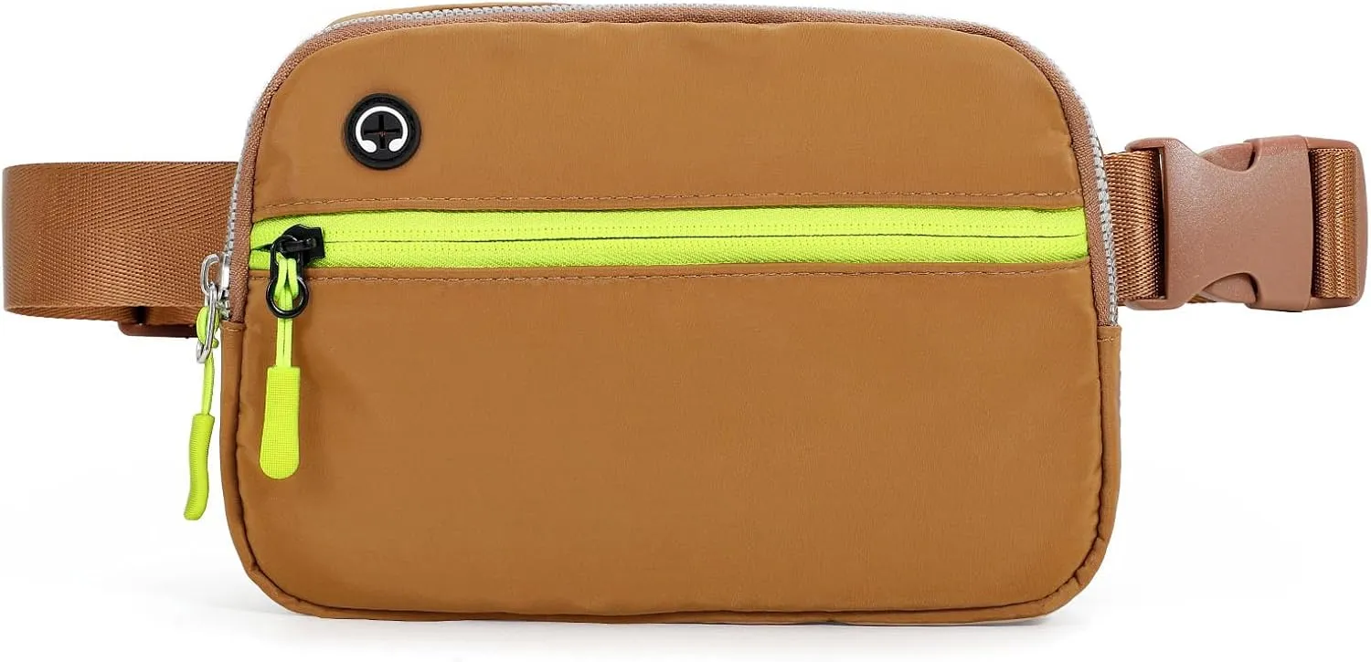 Brown Belt Bag for Women Men, Small Crossbody Fanny Pack, Everywhere Mini Belt Bags Waist Pack with Extended Strap