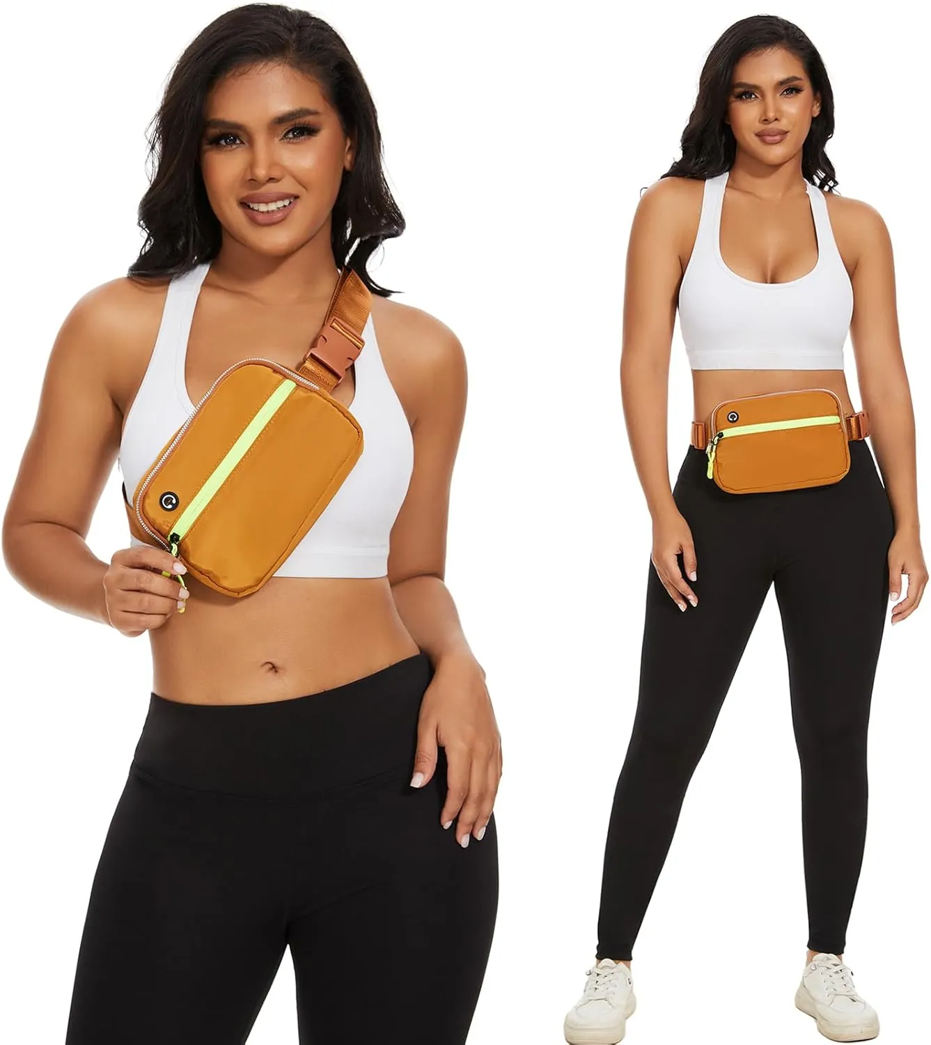 Brown Belt Bag for Women Men, Small Crossbody Fanny Pack, Everywhere Mini Belt Bags Waist Pack with Extended Strap