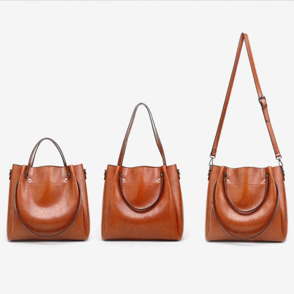 Brown Pink Leather Handbag,Women Satchel Handbags Top Handle Purse Medium Tote Bag Leather Shoulder Bag (D)