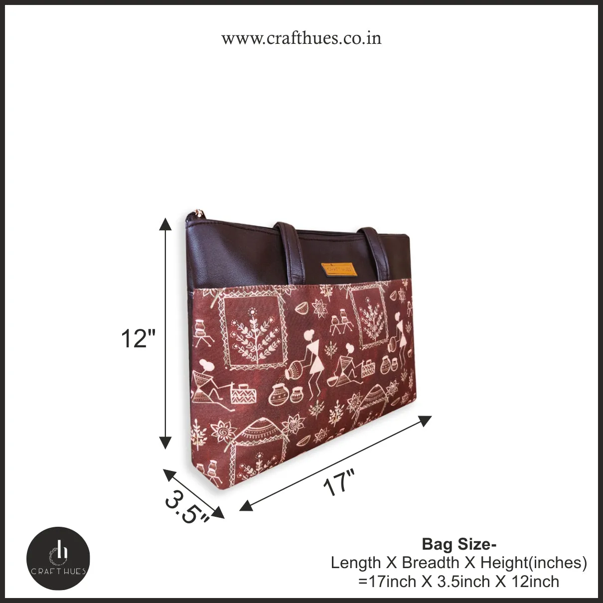 Brown Warli Village Tote Bag