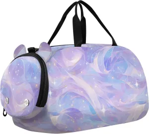 Burgundy Blue Purple Kids Duffel Bag with Shoes Compartment Multifunctional Sport Gym Tote Bags for Travel, Swimming, Dance, Ballet