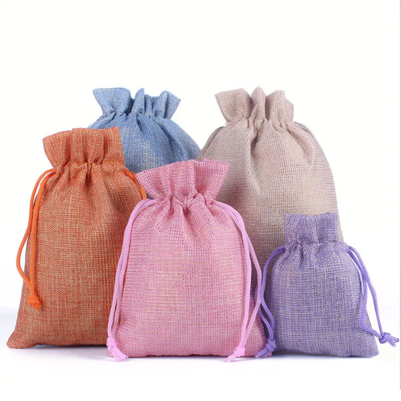 Burlap Jute Drawstring Bags Brown - 7 Sizes