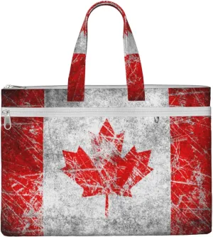 Canada Flag Print Polyester Tote Work Tote Bag For Women Laptop Shoulder Crossbody Bag Briefcase