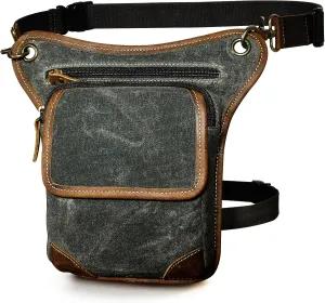 Canvas   Leather Motorcycle Travel Fanny Waist Pack Drop Thigh Leg Bag Pouch For Men Women FB2141