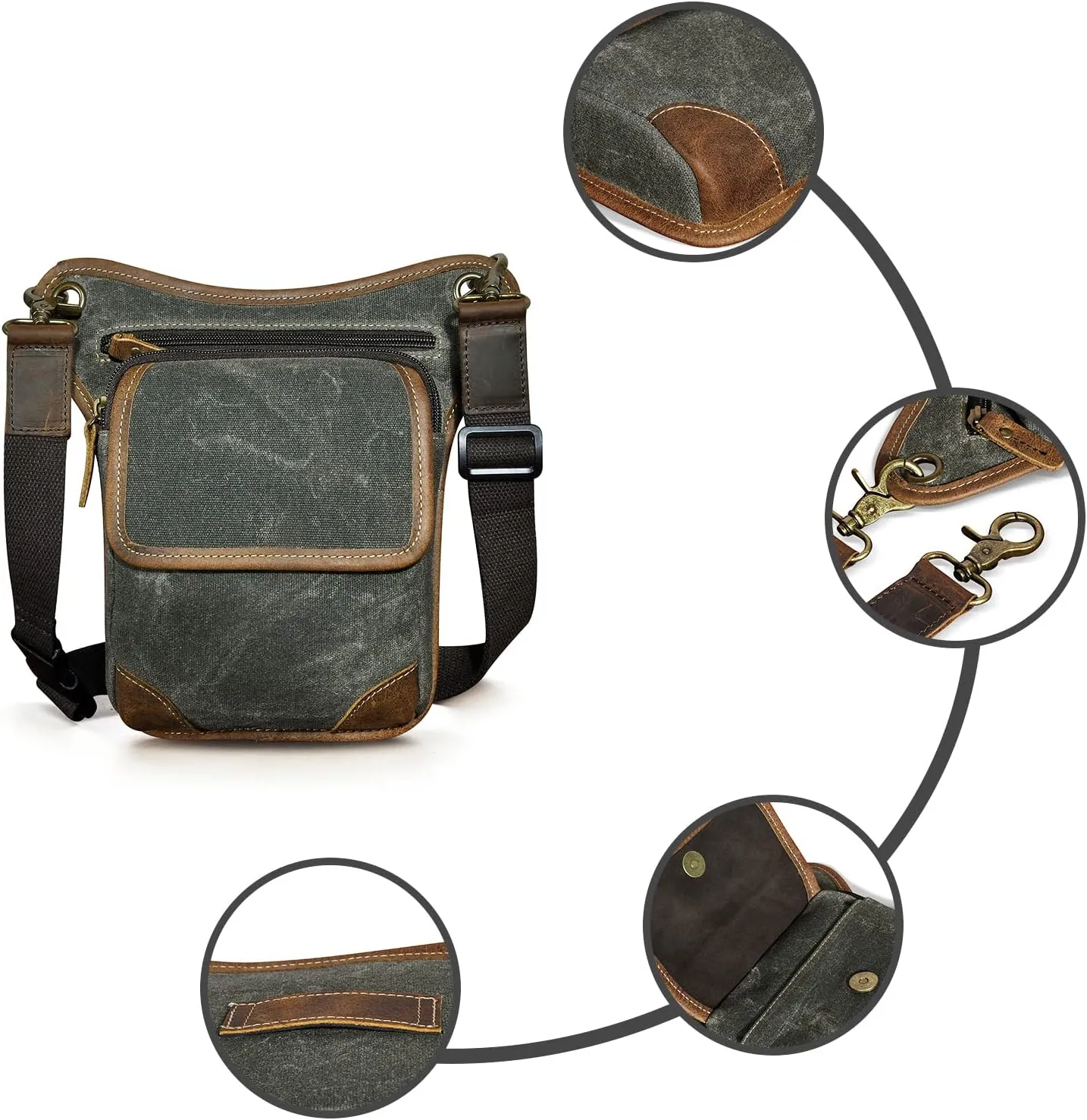 Canvas   Leather Motorcycle Travel Fanny Waist Pack Drop Thigh Leg Bag Pouch For Men Women FB2141