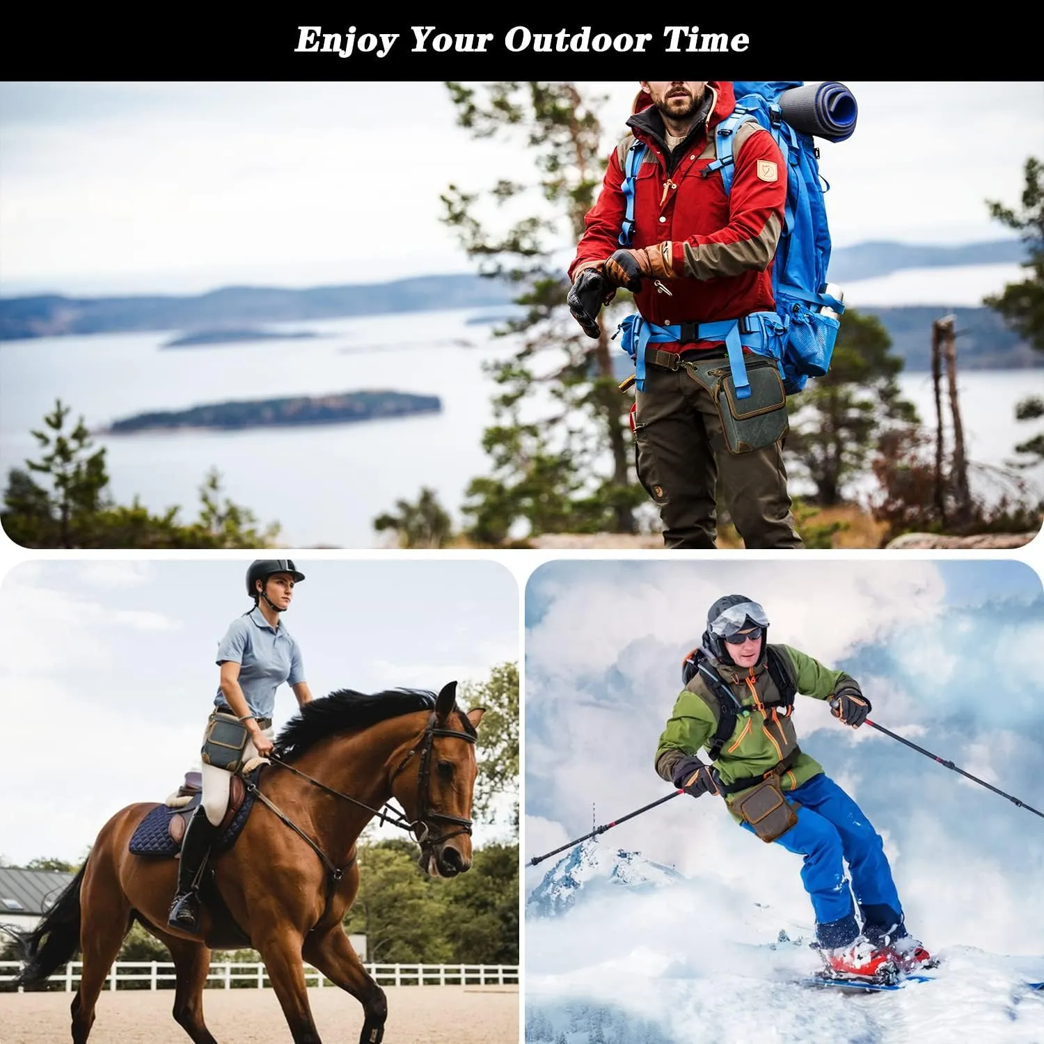 Canvas   Leather Motorcycle Travel Fanny Waist Pack Drop Thigh Leg Bag Pouch For Men Women FB2141