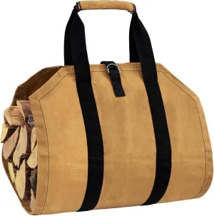 Canvas Log Carrier Bag Heavy Duty Water Resistant Firewood Log Tote Bag Carrier for Indoor Stoves Firewood Carry Bag Holder with Handles for Outdoor Camping Trip (39.4''x18'', Brown)