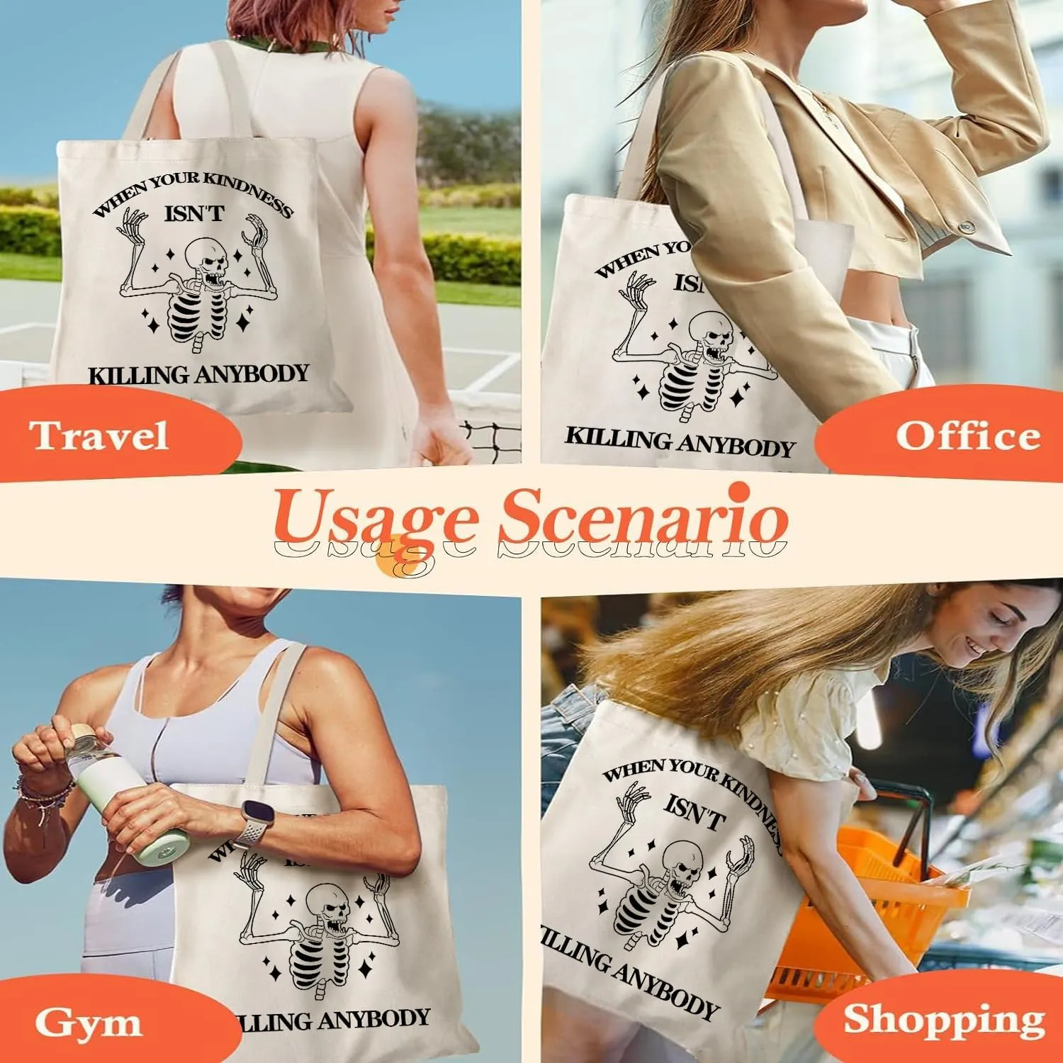 Canvas Tote Bag, Aesthetic Gifts for Women Book Shoulder Tote Bag Reusable Grocery Tote Bags with Pocket