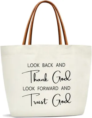 Canvas Tote Bag For Women, Thank God and Trust God Reusable Grocery Shoulder Bag Cute Tote Bags for Work Travel Gym, Christian Gifts for Halloween Christmas Beach Bags for Teacher Friends -34