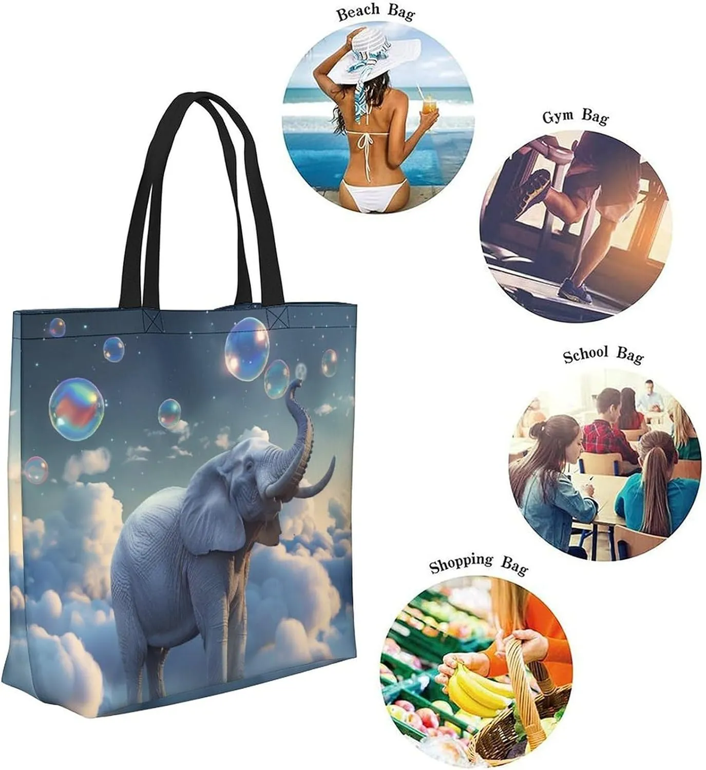 Canvas Tote Bag Large Women Casual Shoulder Bag Handbag Reusable Beach Shopping Grocery Bag For Outdoors