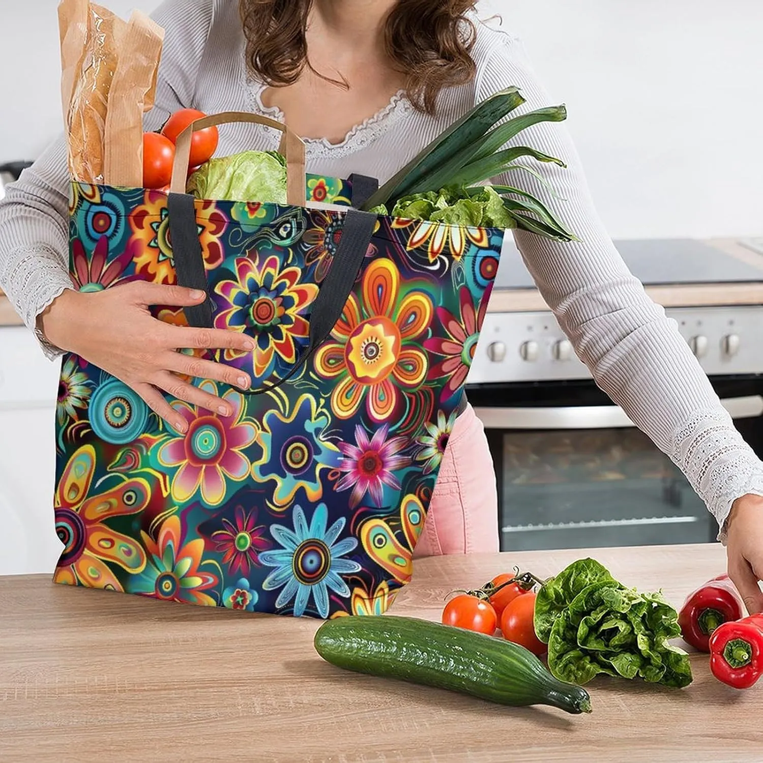 Canvas Tote Bag Large Women Casual Shoulder Bag Handbag Reusable Beach Shopping Grocery Bag For Outdoors