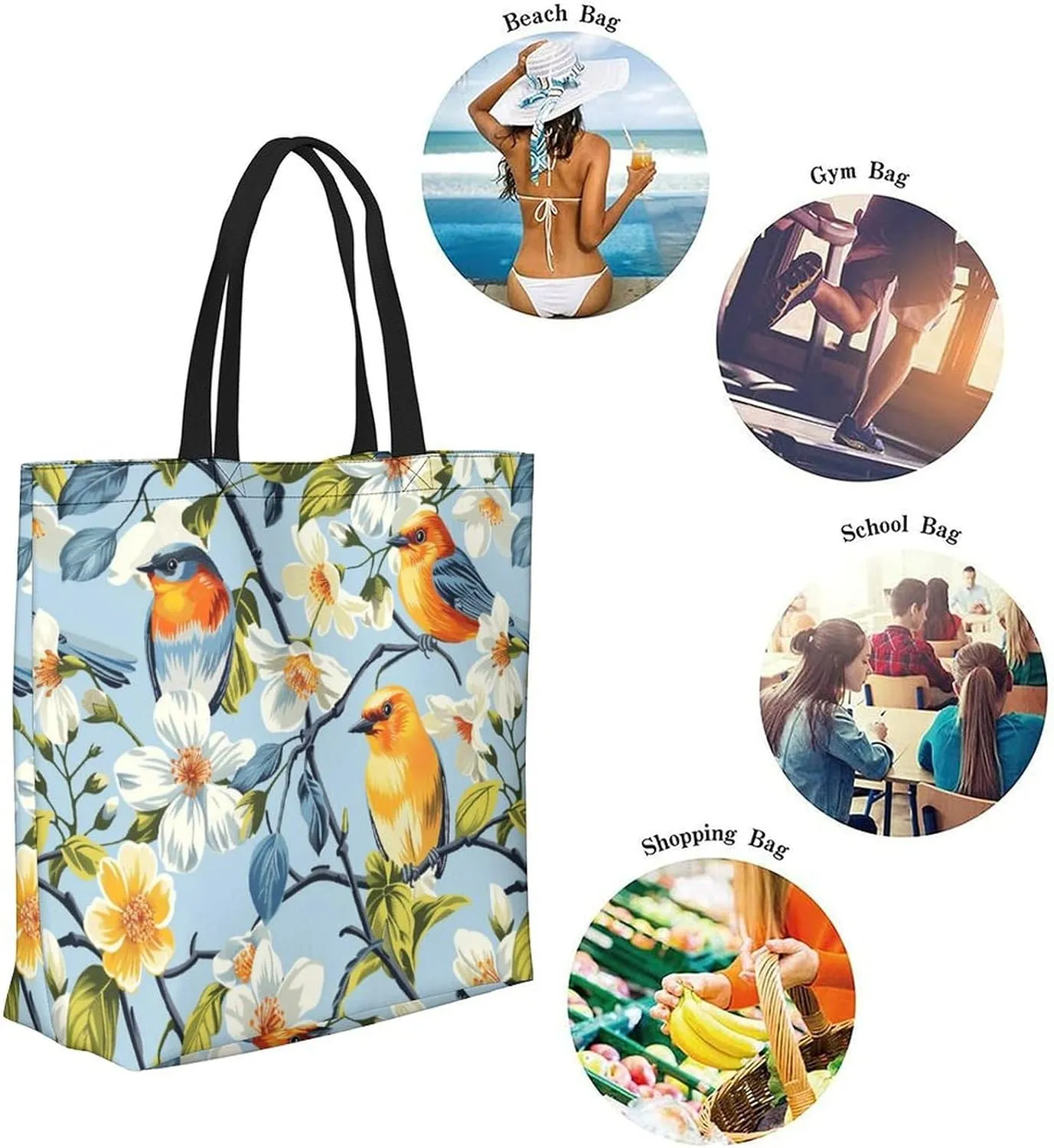Canvas Tote Bag Large Women Casual Shoulder Bag Handbag Reusable Beach Shopping Grocery Bag For Outdoors