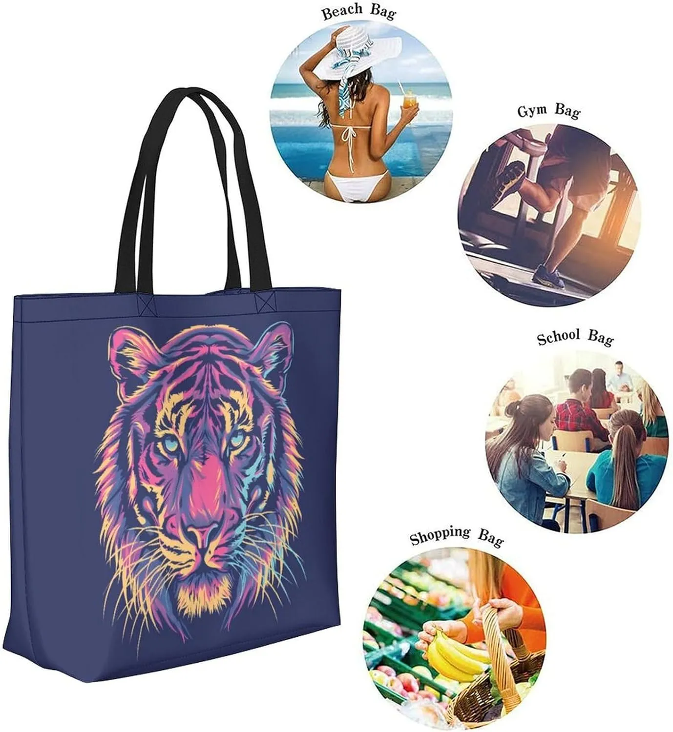 Canvas Tote Bag Large Women Casual Shoulder Bag Handbag Reusable Beach Shopping Grocery Bag For Outdoors