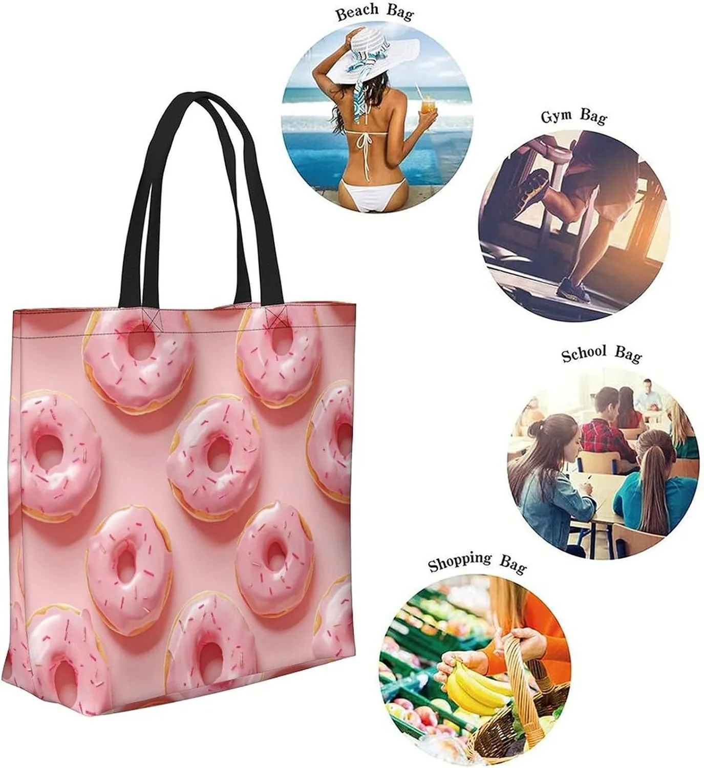 Canvas Tote Bag Large Women Casual Shoulder Bag Handbag Reusable Beach Shopping Grocery Bag For Outdoors