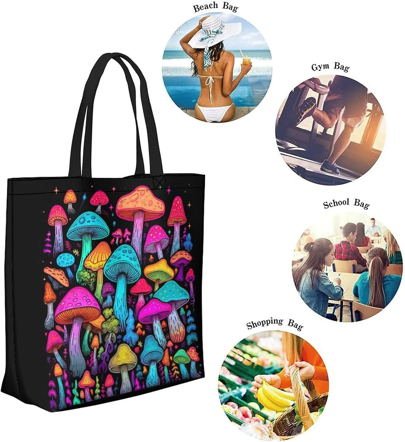 Canvas Tote Bag Large Women Casual Shoulder Bag Handbag Reusable Beach Shopping Grocery Bag For Outdoors