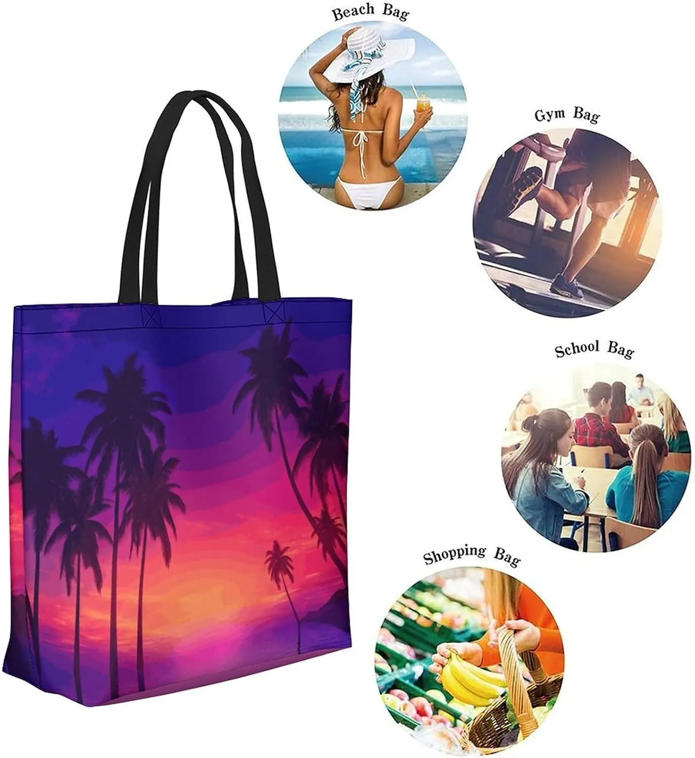 Canvas Tote Bag Large Women Casual Shoulder Bag Handbag Reusable Beach Shopping Grocery Bag For Outdoors