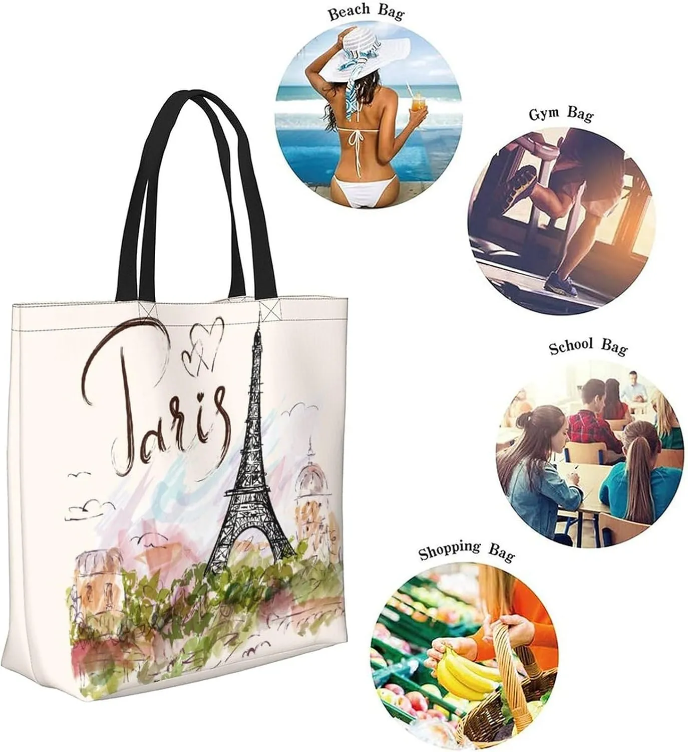 Canvas Tote Bag Large Women Casual Shoulder Bag Handbag Reusable Beach Shopping Grocery Bag For Outdoors