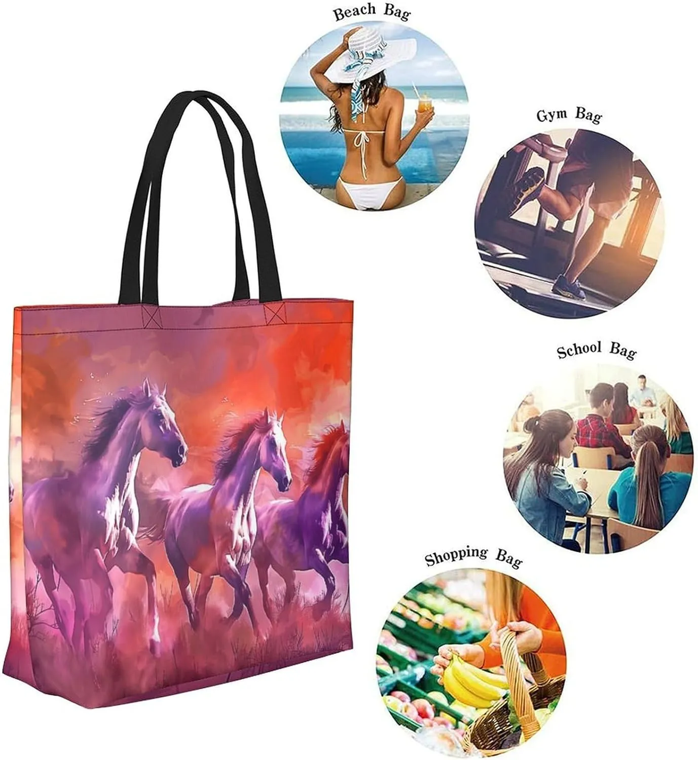 Canvas Tote Bag Large Women Casual Shoulder Bag Handbag Reusable Beach Shopping Grocery Bag For Outdoors