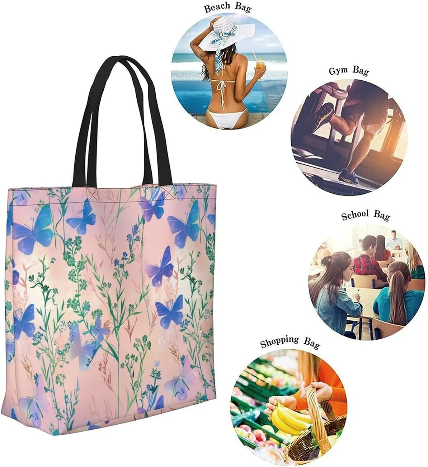 Canvas Tote Bag Large Women Casual Shoulder Bag Handbag Reusable Beach Shopping Grocery Bag For Outdoors