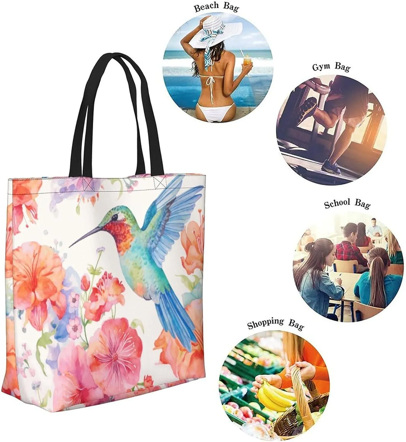 Canvas Tote Bag Large Women Casual Shoulder Bag Handbag Reusable Beach Shopping Grocery Bag For Outdoors