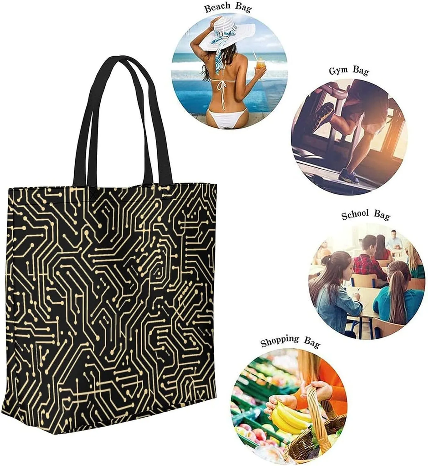 Canvas Tote Bag Large Women Casual Shoulder Bag Handbag Reusable Beach Shopping Grocery Bag For Outdoors